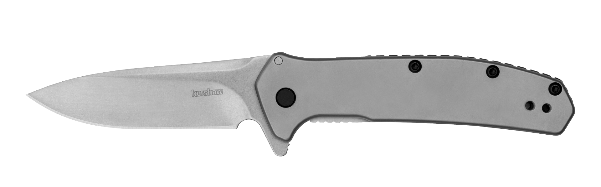 Kershaw  Outcome  2.80" Folding Clip Point Plain Stonewashed 8Cr13MoV SS Blade/Bead Blasted Stainless Steel Handle Includes Pocket Clip