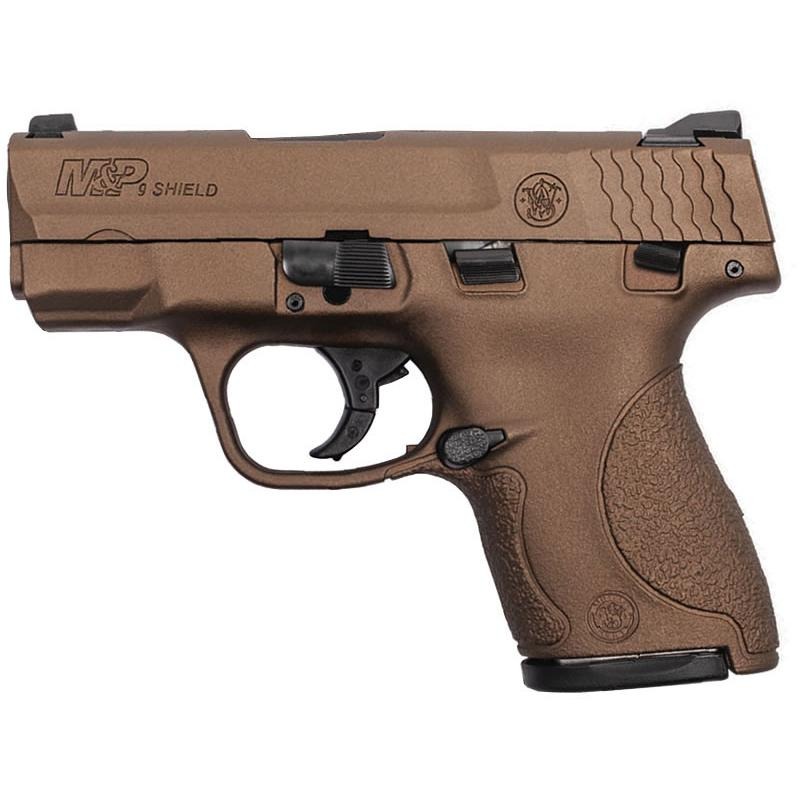 S&W M&P9 Shield Burnt Bronze Handgun 9mm Luger 8rd Magazine 3.1" Barrel Thumb Safety FDE/Tan-USED