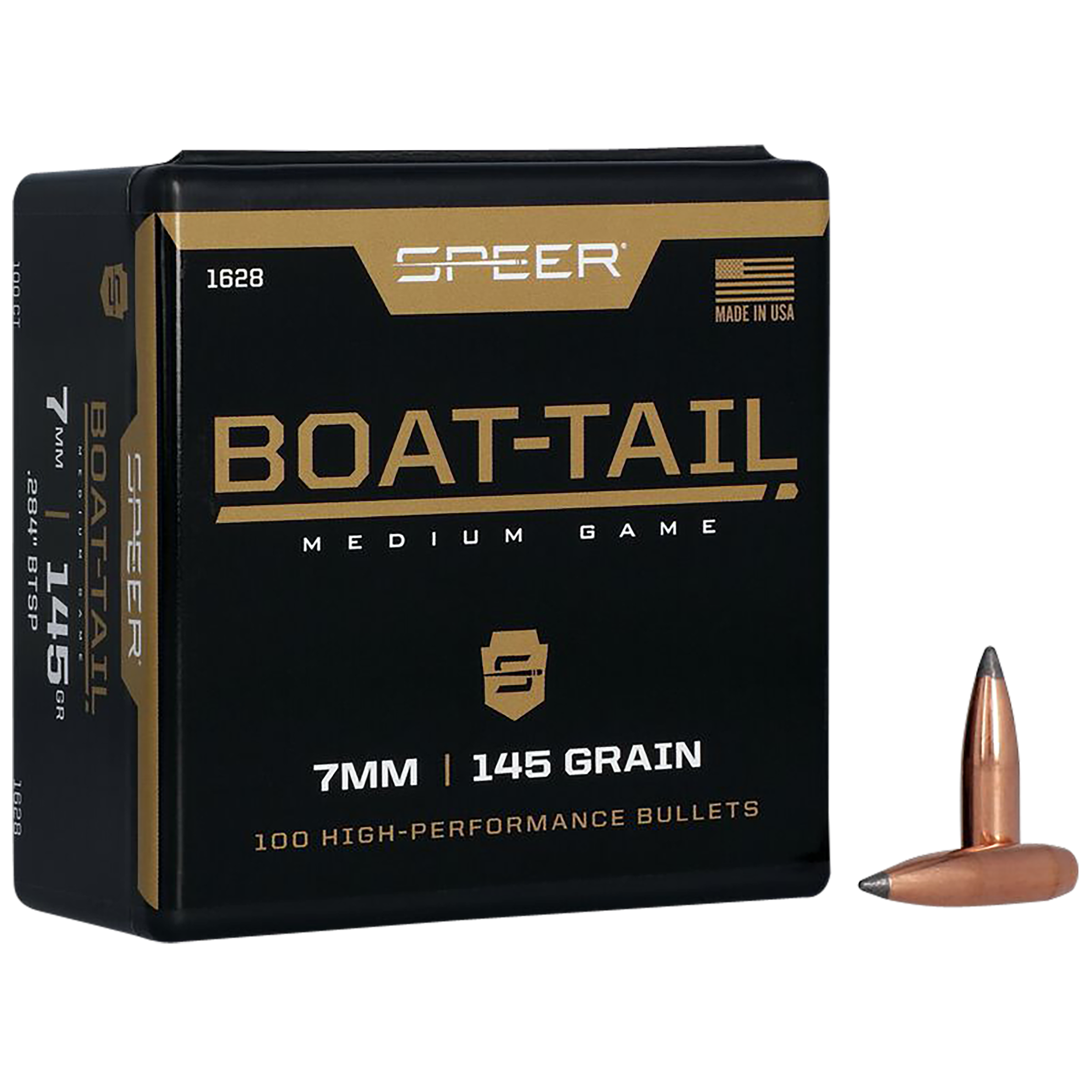 Speer 1628 Boat-Tail  7mm 145gr Jacketed Soft Point Boat Tail 100 Per Box/5 Case