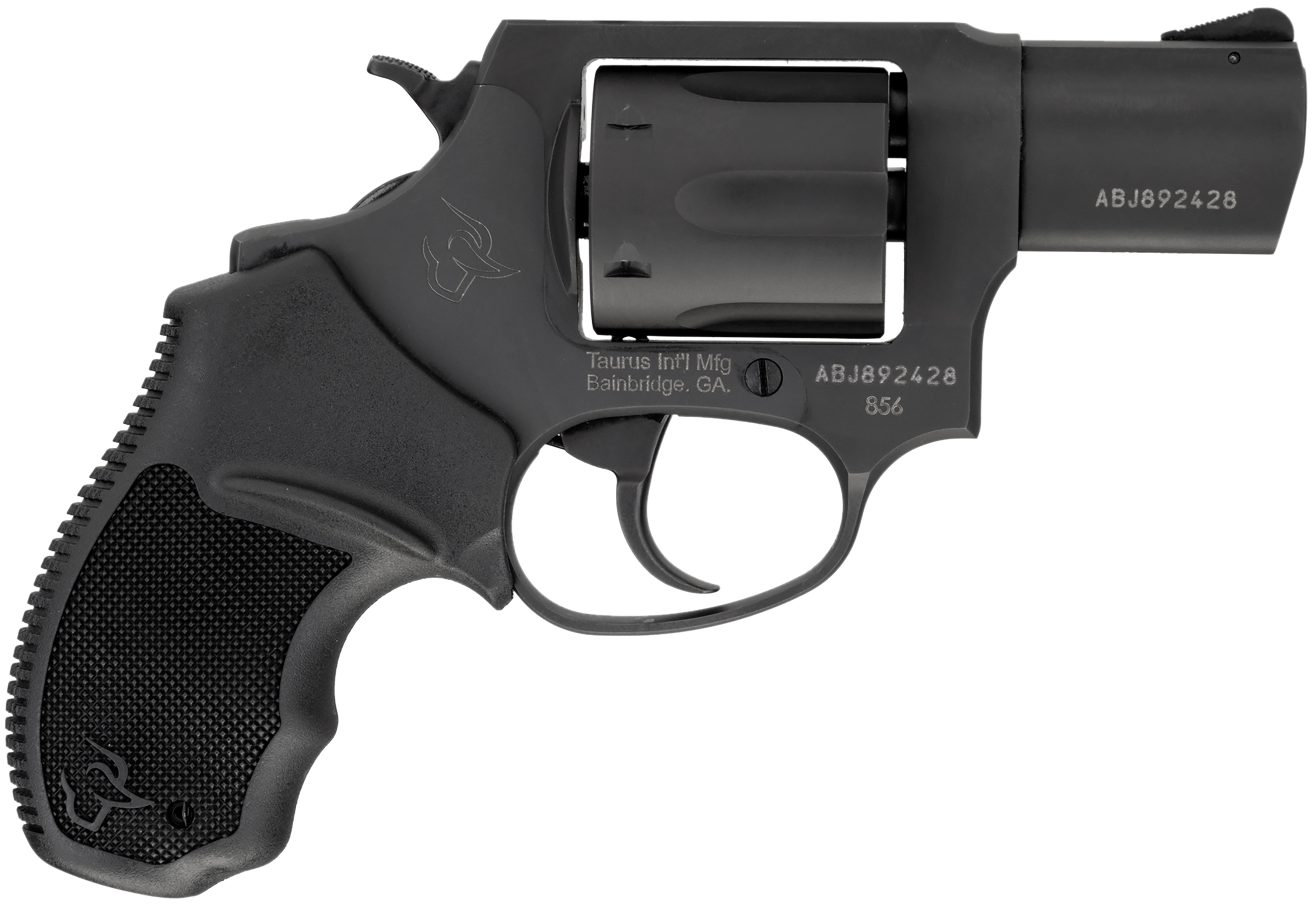 Taurus 2-85621 856 *CA Compliant Small 38 Special +P 6 Shot 2" Matte Black Carbon Steel Barrel, Cylinder & Frame, Black Finger Grooved Rubber Grip, Transfer Bar Safety, Exposed Hammer