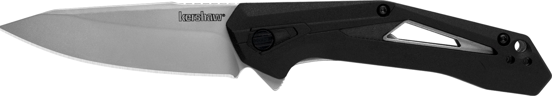Kershaw 1385 Airlock  EDC 3" Folding Drop Point Plain Bead Blasted 5Cr13MoV SS Blade, Black GFN/SS Handle