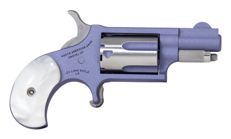 North American Arms 22LRORCHID Mini-Revolver  22 LR 5 Shot 1.13" Orchid Cerakote Stainless Steel Barrel & Frame, Orchid/Stainless Cylinder, White Pearlite Grip, Stainless Exposed Hammer