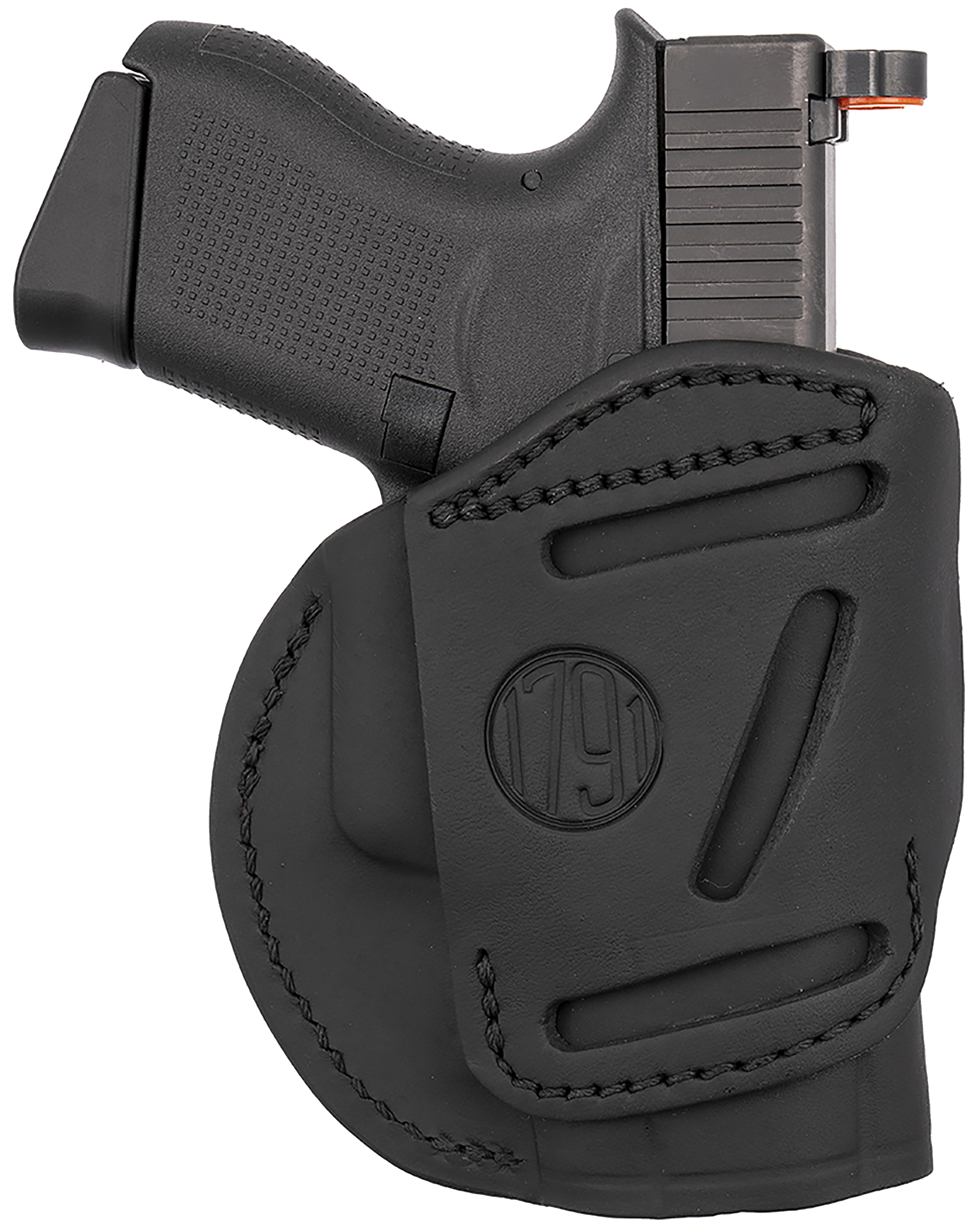 1791 Gunleather 4WH3SBLL 4-Way  IWB/OWB Size 03 Stealth Black Leather Belt Clip Compatible w/Glock 26/Ruger LC9/S&W M&P Shield/2.0 9/40 Left Hand