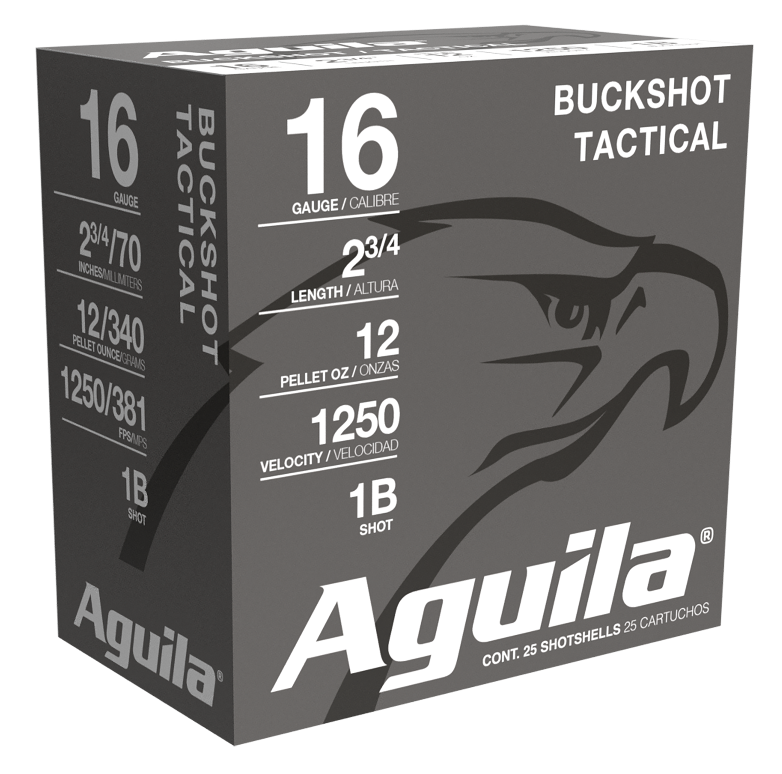 Aguila 1C1601BA Buckshot 16Gauge 2.75" 1 1/8oz 1Buck Shot 25 Per Box/10 Case