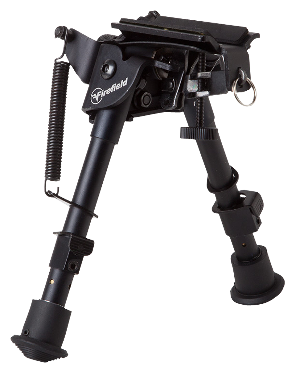 Firefield FF34023 Compact Bipod 6-9" Black Aluminum Swivel Stud Attachment or Picatinny Rail (Adapter Included)
