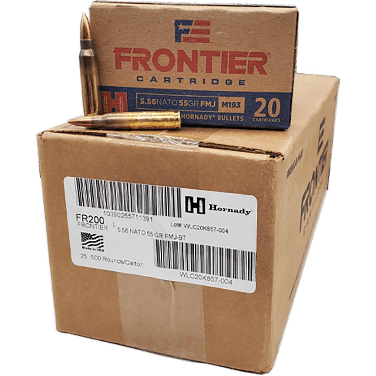 Hornady Frontier FM193 Rifle Ammunition 5.56X45 NATO 55 gr FMJ 3240 fps 500/ct Case (25-20ct)