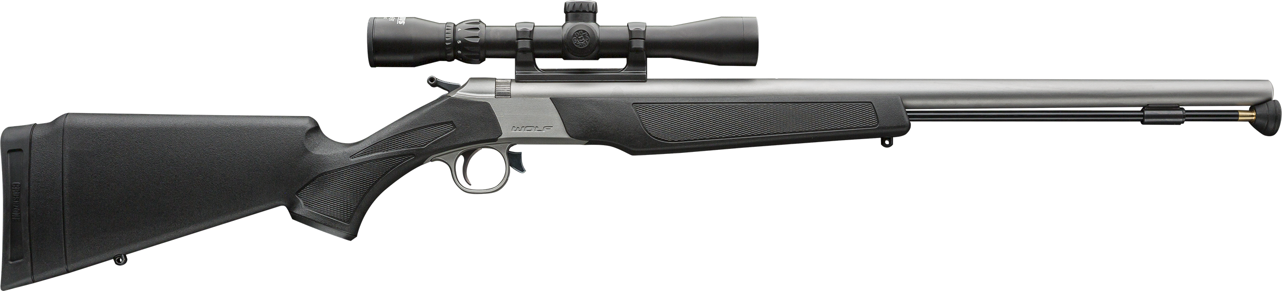 CVA PR2117SSCP Wolf w/Optic 50 Cal 24" Stainless Steel Barrel & Drilled & Tapped Stainless Steel Receiver, Fixed Black Synthetic Stock, KonusShot 3-9x32mm