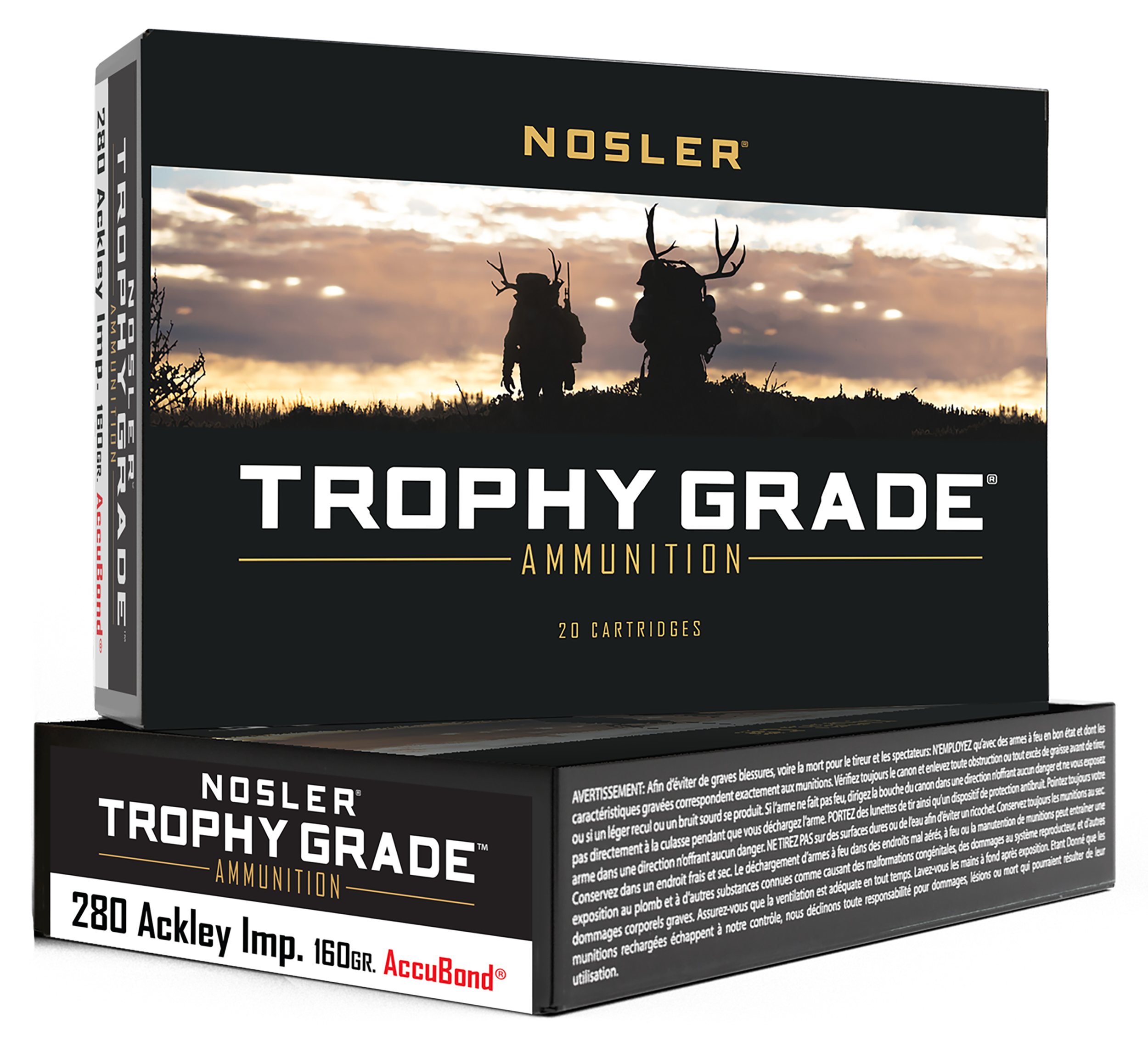 Nosler 60076 Trophy Grade 280Ackley Improved 160gr Nosler AccuBond 20 Per Box/10 Case