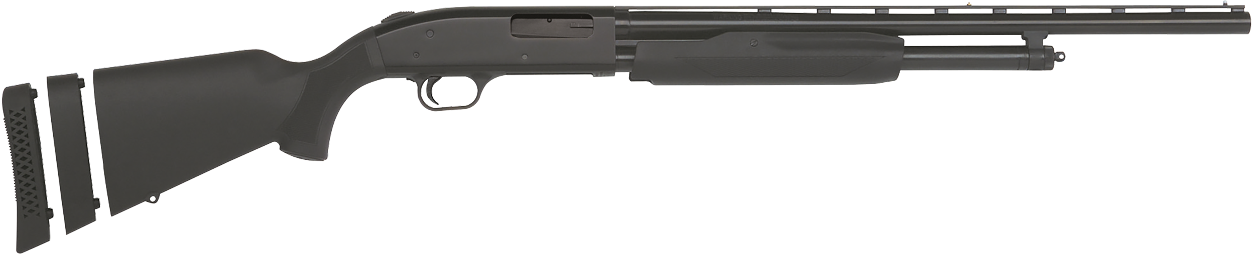 Mossberg 54210 500 Super Bantam Youth 20 Gauge Pump 3" 5+1 22" Blued Vent Rib Barrel, Blued Steel Receiver, Adj LOP Black Synthetic Stock, Right Hand