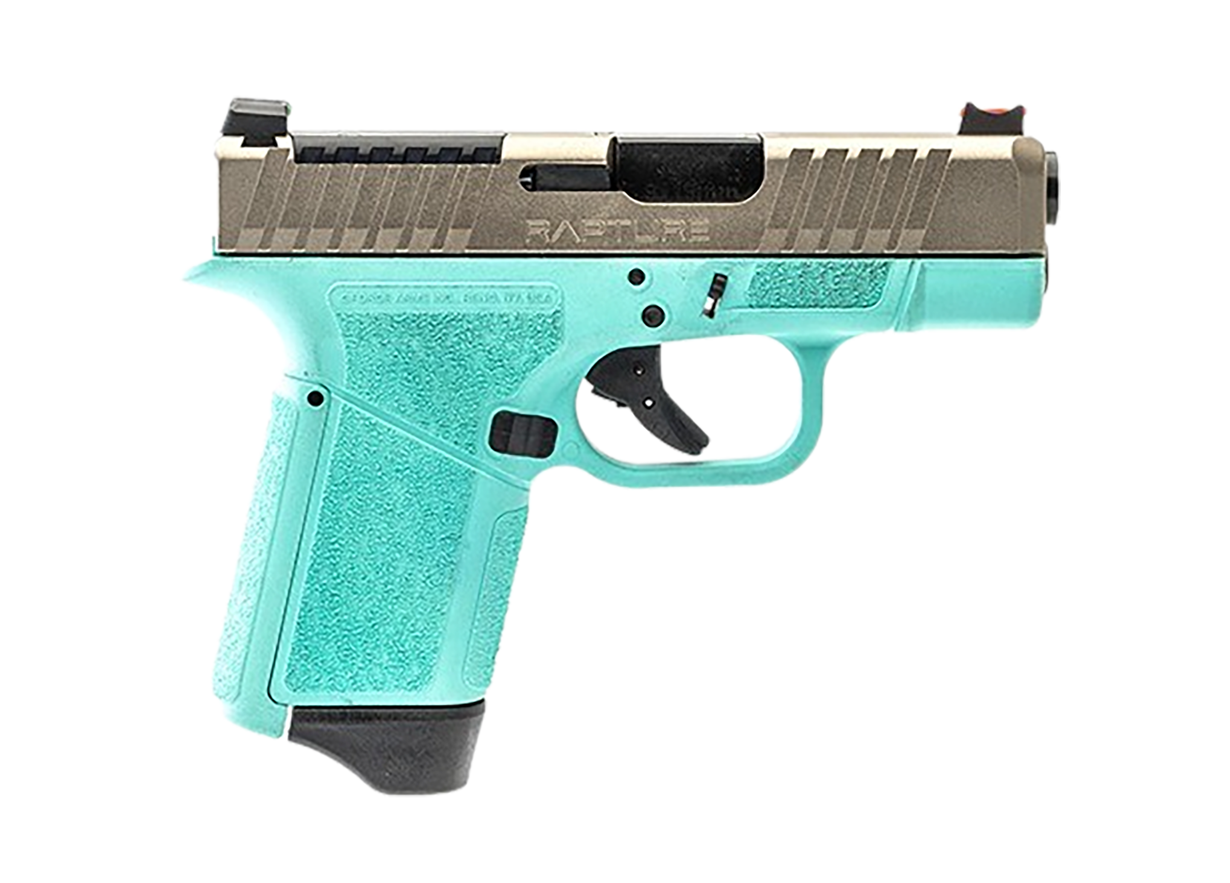 Gforce Arms GF932512RN Rapture  Sub-Compact Frame 9mm Luger 12+1 3.25" Black Barrel, Nickel Steel Optic Cut/Serrated Slide, Robin Egg Blue Cerakote Polymer Frame, Shield RMSc/RMR Footprint