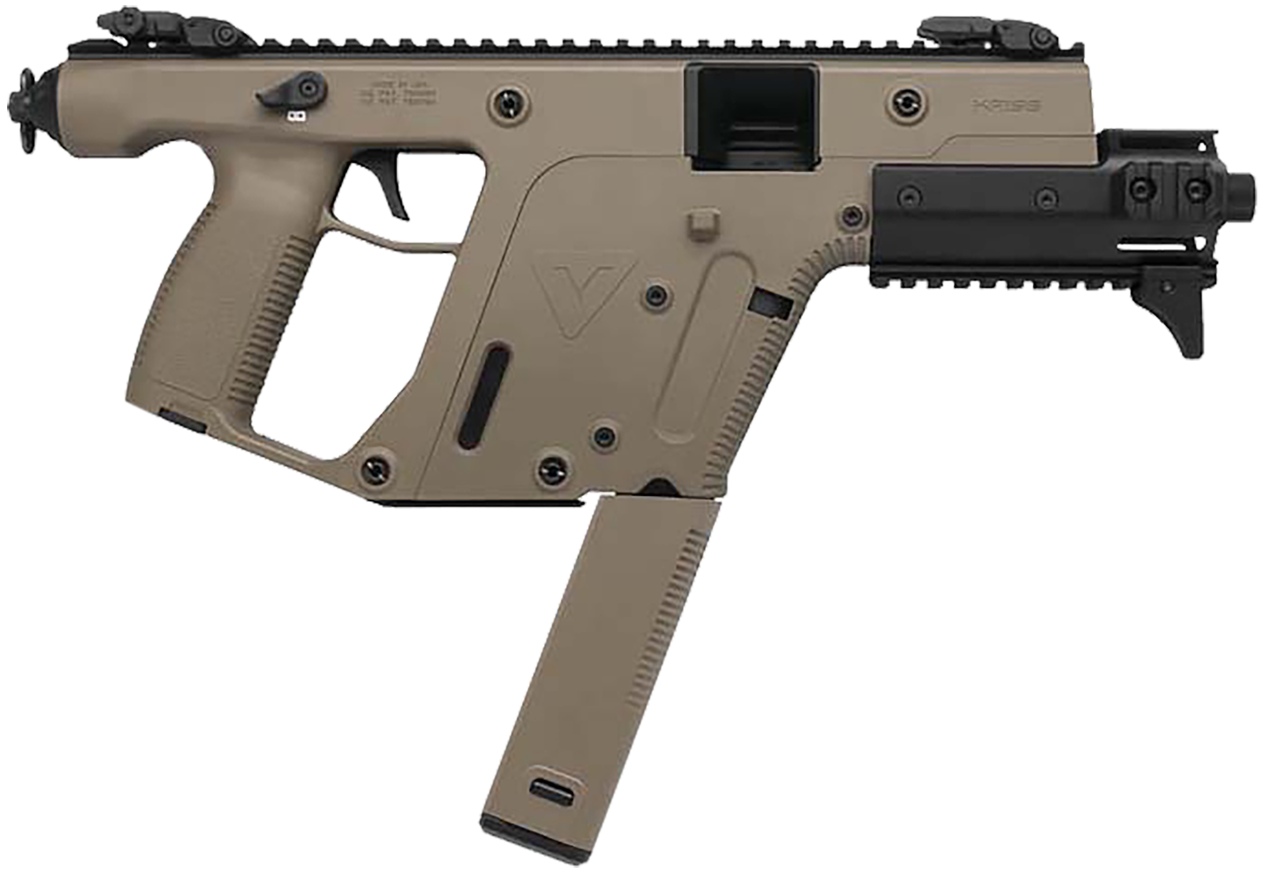 Kriss USA KV10PFD30 Vector SDP Enhanced G2 10mm Auto 33+1 6.50" Black Nitride Threaded Barrel, Flat Dark Earth Picatinny Rail Top & Bottom, MK5M Modular Rail