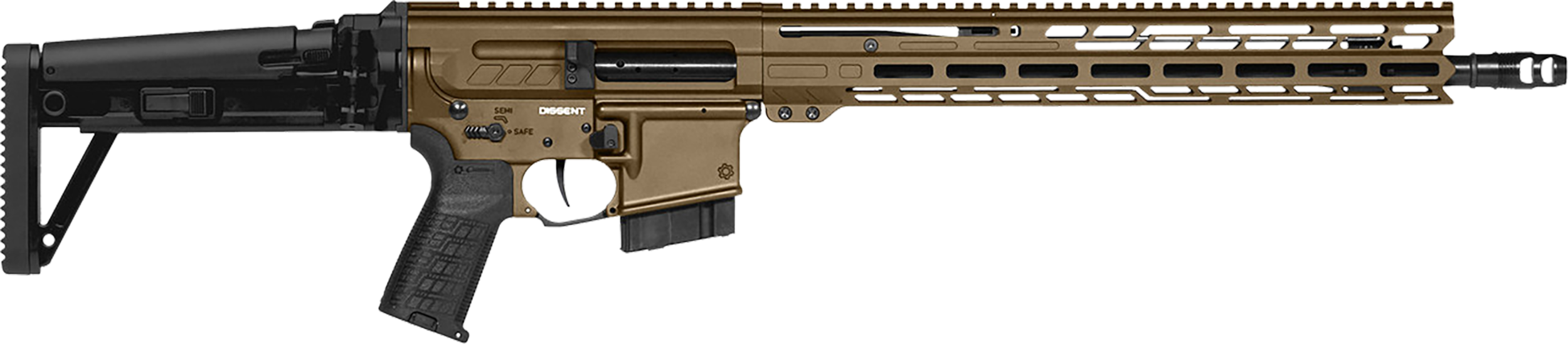 CMMG 28A490FMB Dissent MK4 22 ARC 10+1 16.10"  Midnight Bronze Cerakote Picatinny Rail Aluminum Receiver, M-LOK Handguard, Black CMMG Dissent Side Folding Stock, Zeroed Drop-In Single Stage Trigger