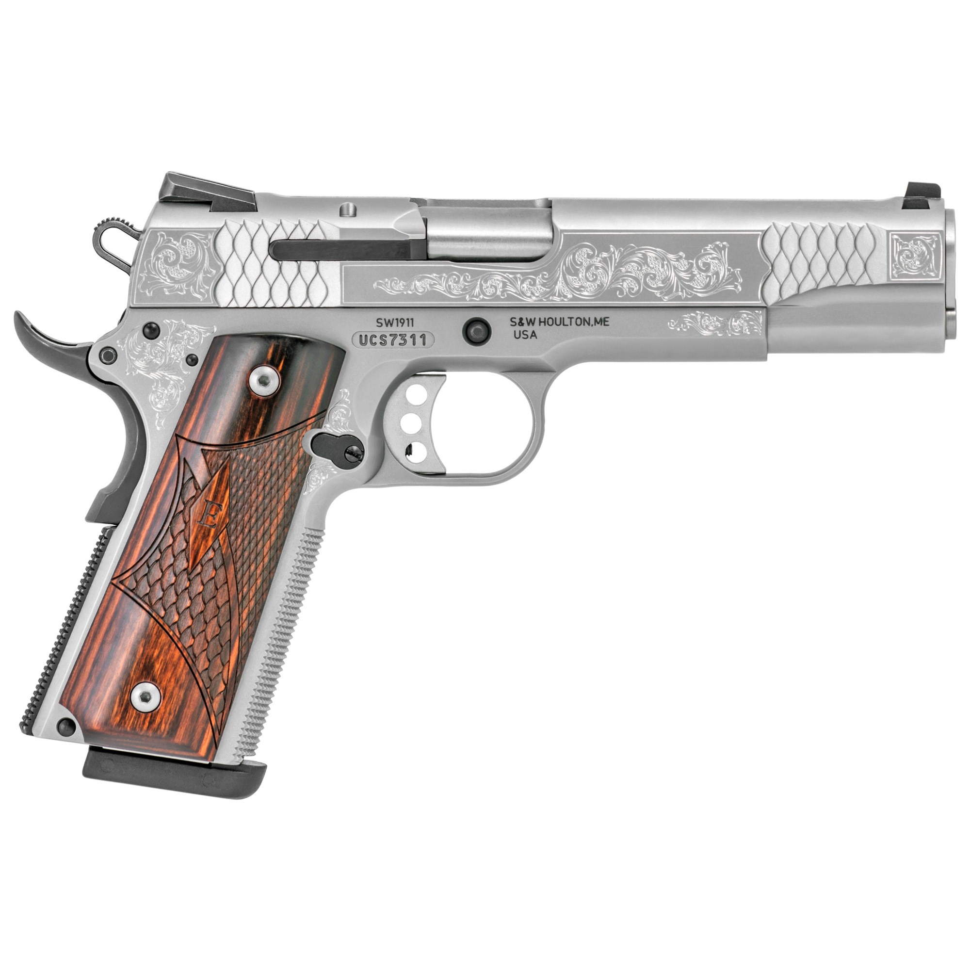 S&W 1911 45ACP 5" STS 8RD FS ENGRVD