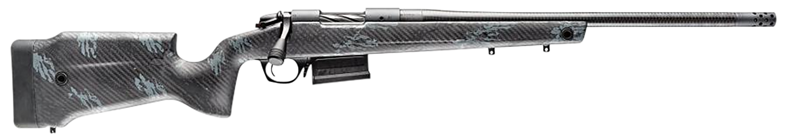 Bergara Rifles B14SM759CF B-14 Crest 6.5 PRC 3+1 20" Sniper Gray Cerakote #5 Contour Threaded Barrel, Sniper Gray Cerakote Steel Receiver, Black & Gray Sponge Fixed Carbon Fiber Stock