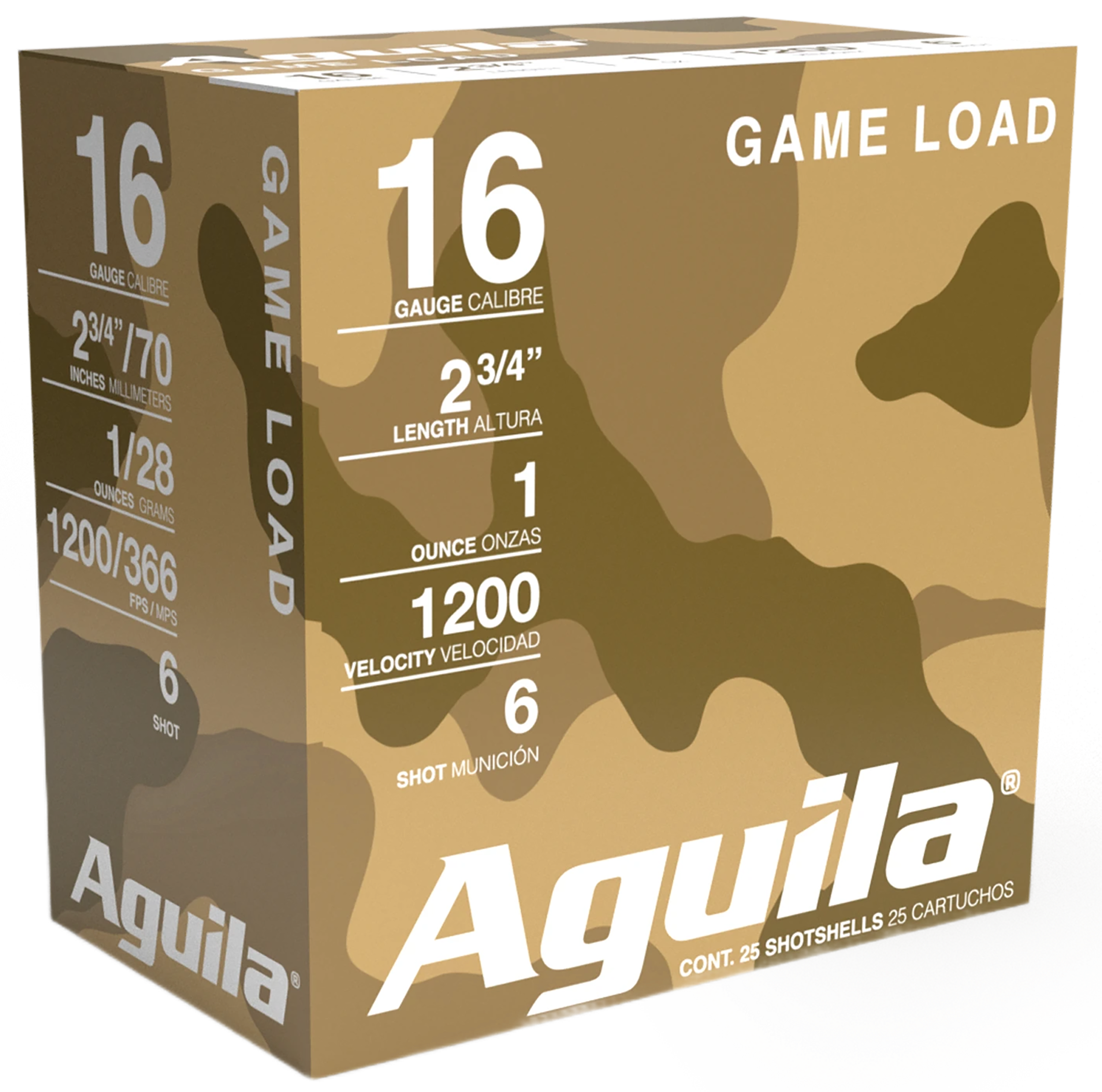 Aguila 1CHB1616 Game Load  16Gauge 2.75" 1oz 6Shot 25 Per Box/10 Case