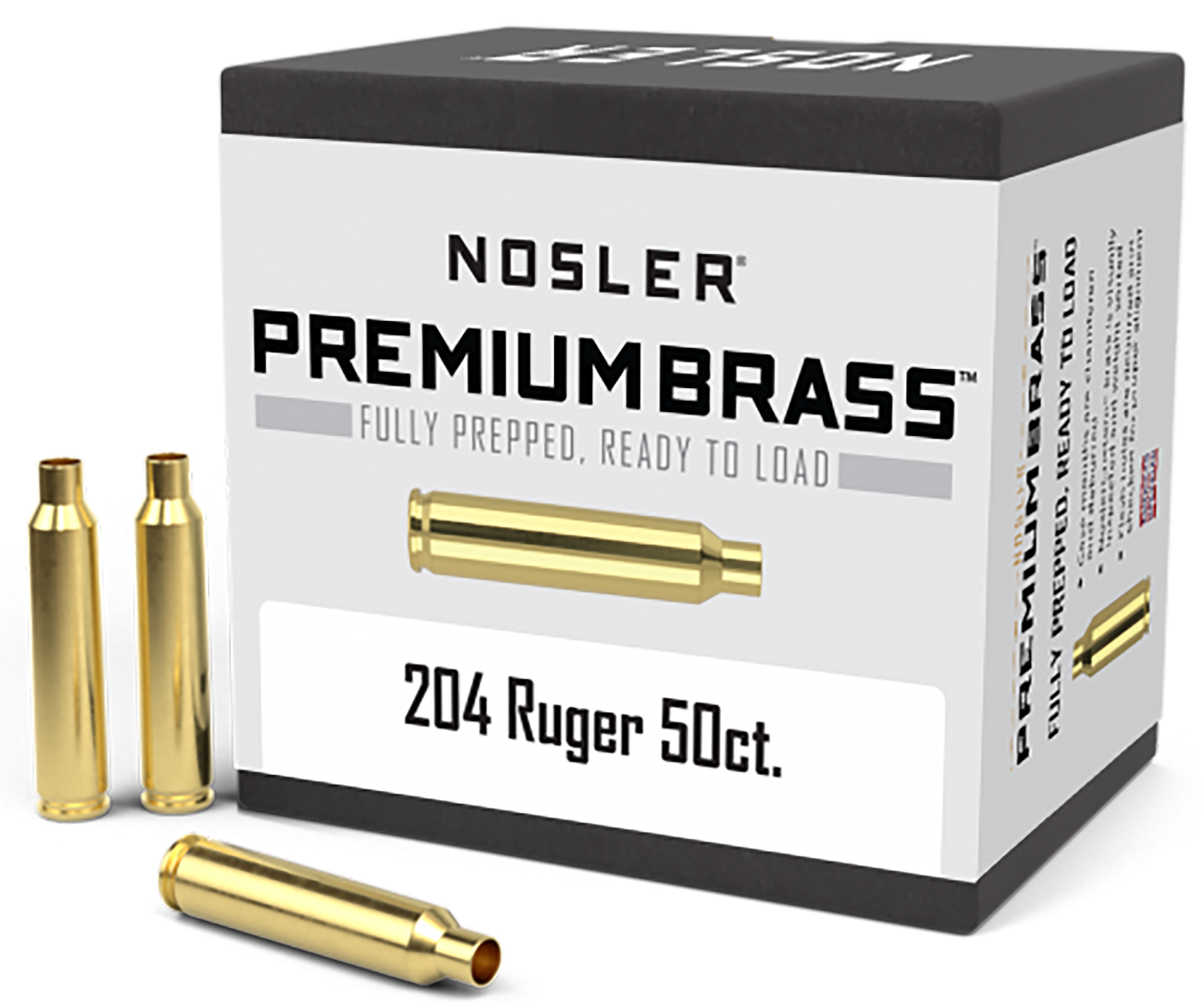 Nosler 10056 Premium Brass Unprimed Cases 204Ruger Rifle Brass 50/Box