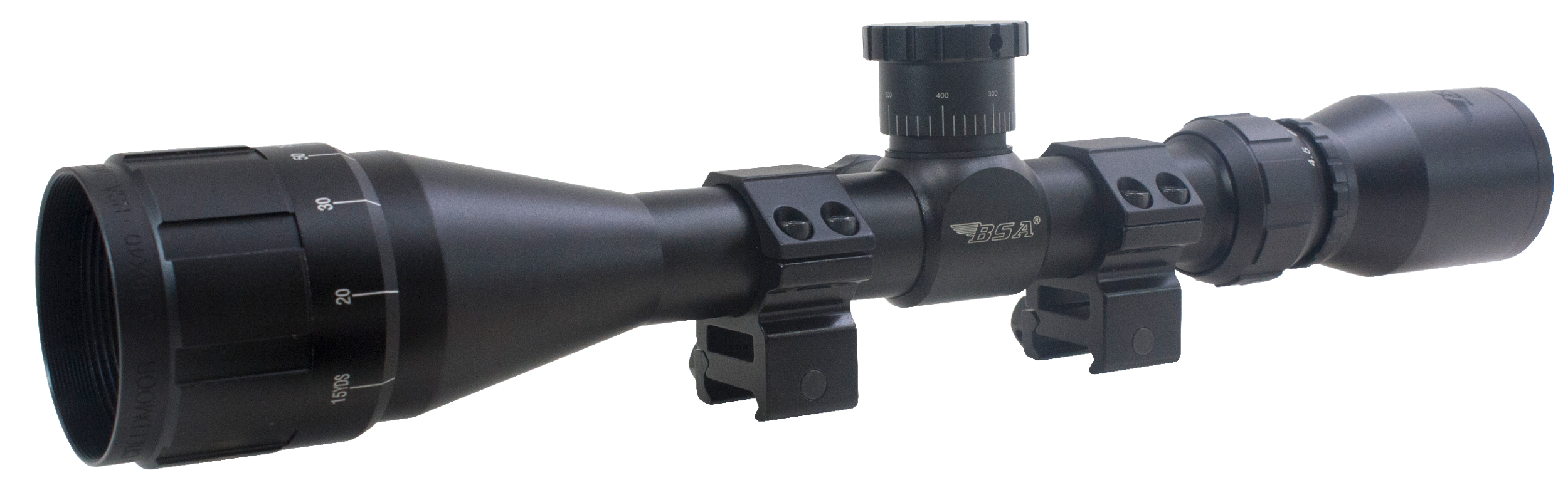 BSA 2239X40AOW Sweet 22 with Matte Black Finish, 3-9x 40mmAO, 30/30 Duplex Reticle, 1" Tube, 25 MOA Adj Size & Dovetail Mount Type Includes Rings