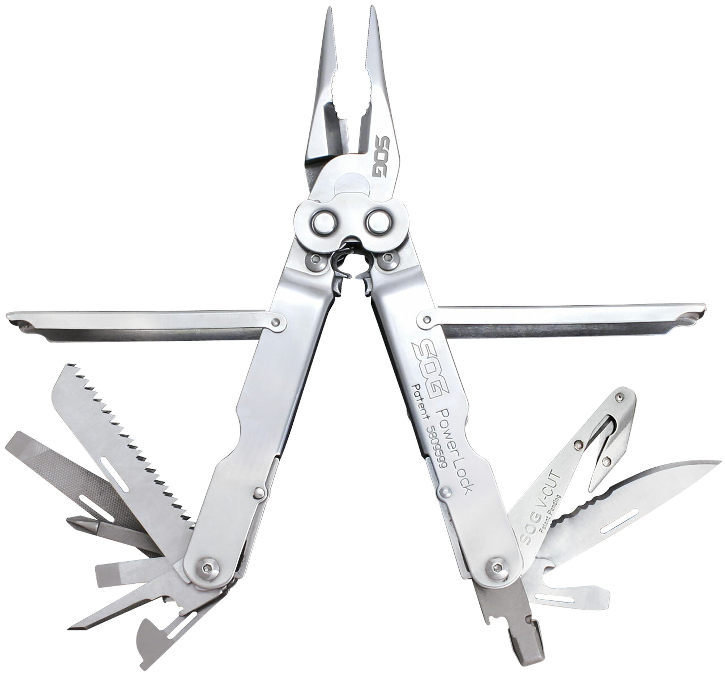 S.O.G SOG-S62N-CP PowerLock V-Cutter Polished 420 Stainless Steel 7" Long Includes Sheath