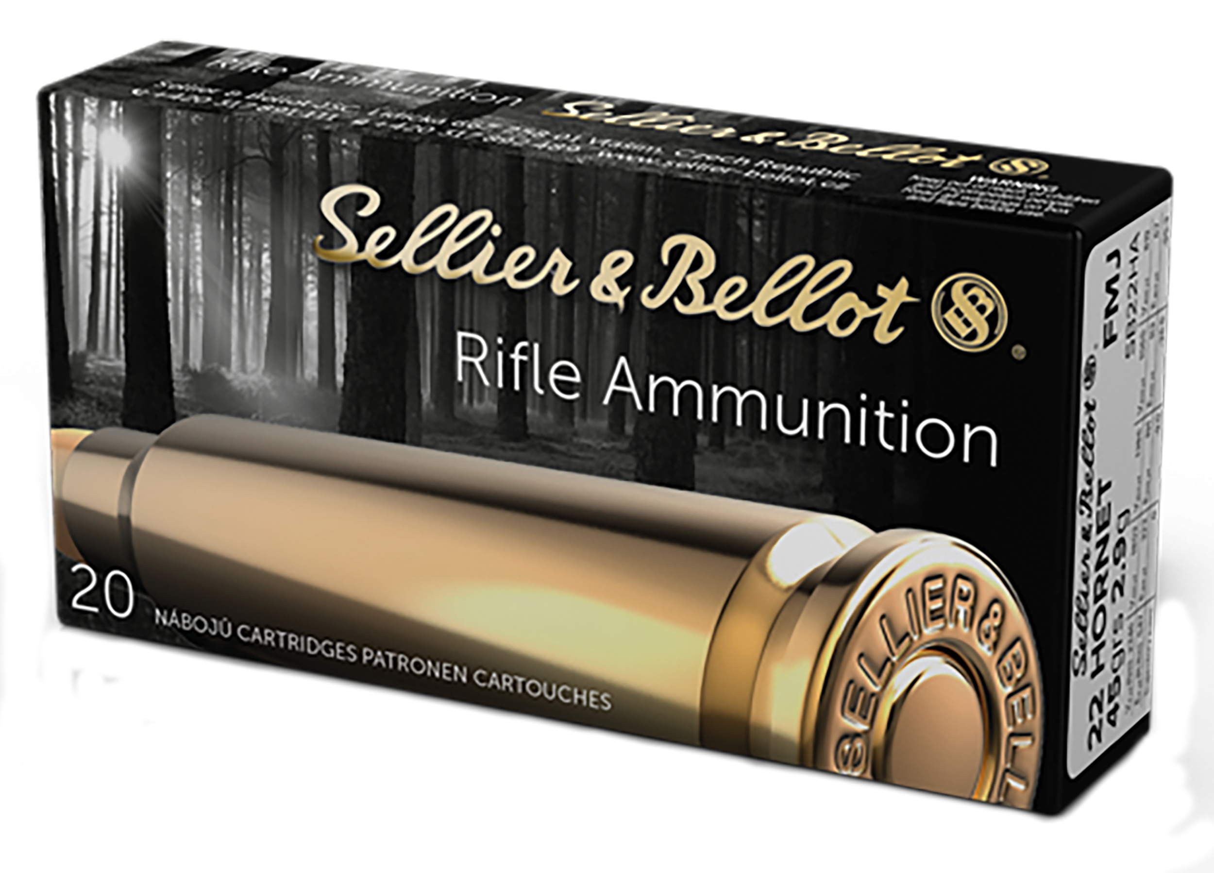 Sellier & Bellot SB22HA Rifle  22Hornet 45gr Full Metal Jacket 20 Per Box/90 Case
