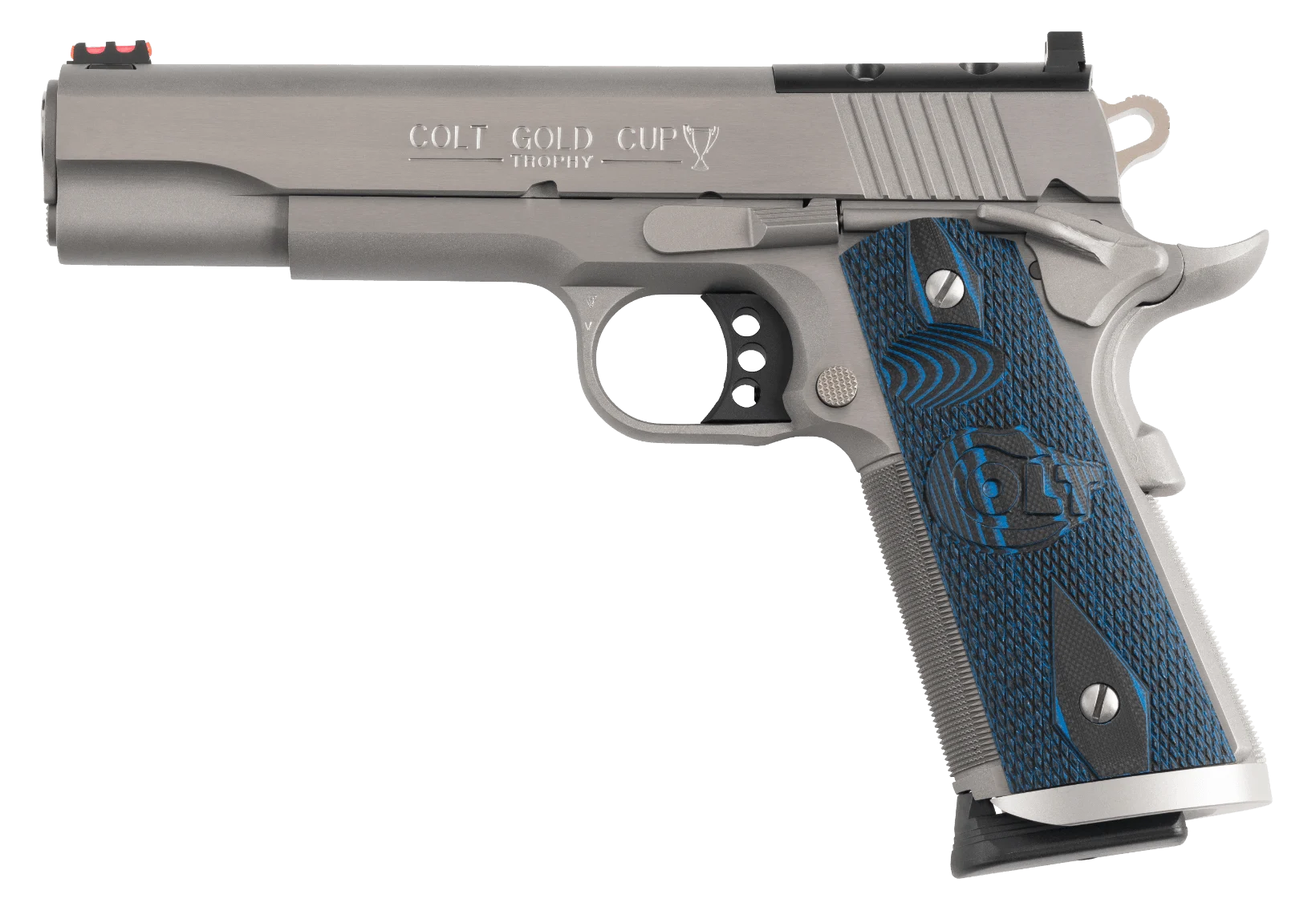 Colt Mfg O5072XEOR Gold Cup Trophy Full Size 9mm Luger 10+1 5" Stainless National Match Barrel, Stainless Steel Optic Ready/Serrated Slide & Frame w/Beavertail, Ambidextrous