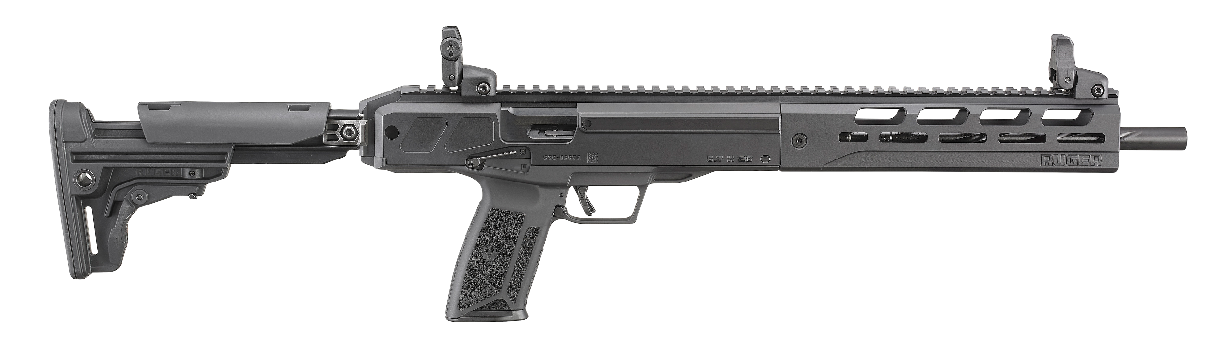 Ruger 19301 LC Carbine 5.7x28mm 10+1 16.25" Black Nitride Fluted Barrel, Black Hard Coat Anodized Aluminum Receiver, M-LOK Handguard, Black Synthetic Fixed Stock