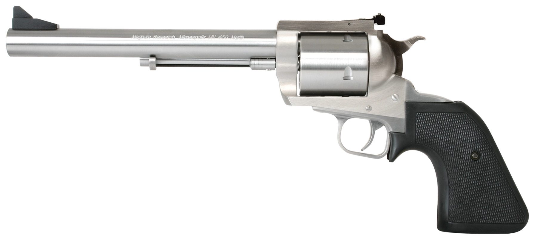 Magnum Research BFR45707 BFR Long Cylinder Large Frame 45-70 Gov 5 Shot, 7.50" Brushed Stainless Steel Barrel, Cylinder & Frame, Black Hogue Rubber Grip, Exposed Hammer