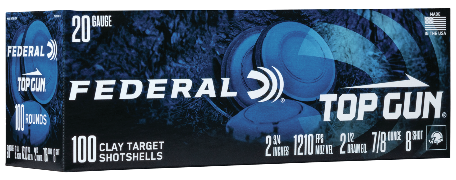 Federal TG201008 Top Gun 20Gauge 2.75" 7/8oz 8Shot 100 Per Box/2 Case