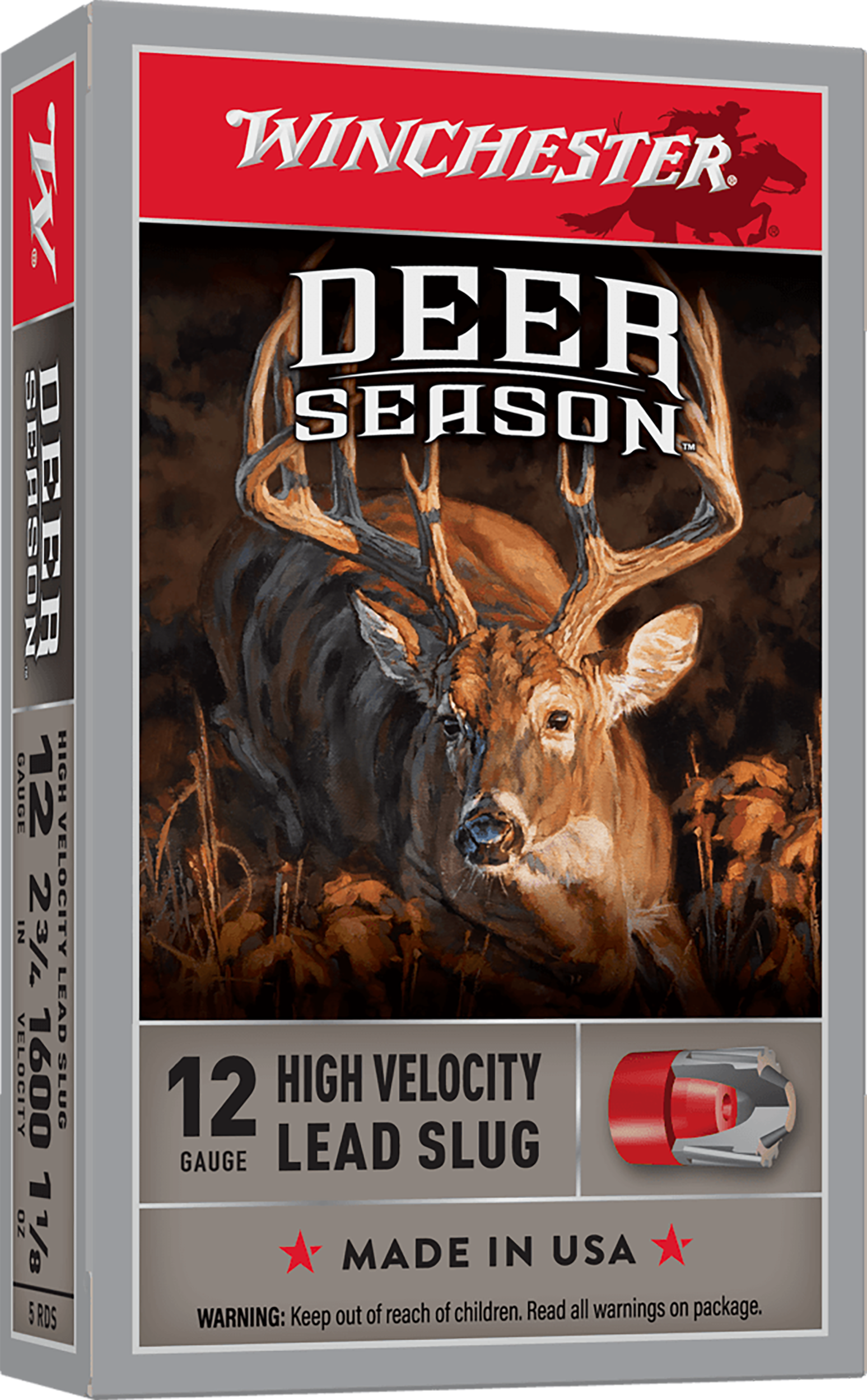 Winchester Ammo X12DS Deer Season High Velocity 12Gauge 2.75" 1 1/8oz Slug Shot 5 Per Box/20 Case