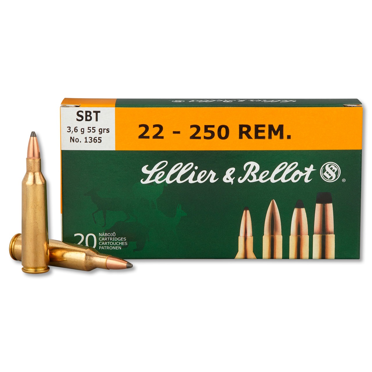 SELLIER & BELLOT 22-250 REM 55GR SBT 20RD BOX 25 BOXES PER CASE