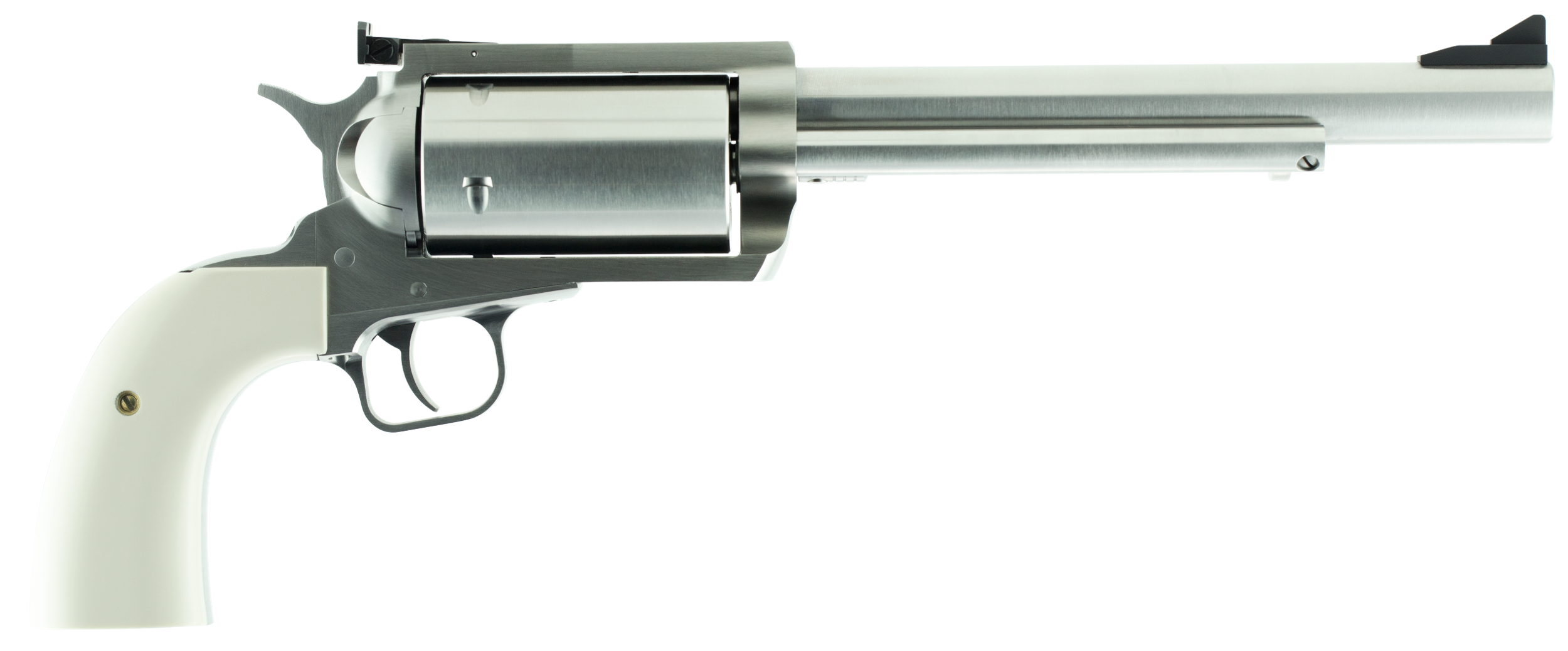 Magnum Research BFR45707B BFR Long Cylinder Extra Large 45-70 Gov 5 Shot 7.50" Brushed Stainless Steel Barrel, Cylinder & Frame, Bisley White Laminate Grip, Exposed Hammer