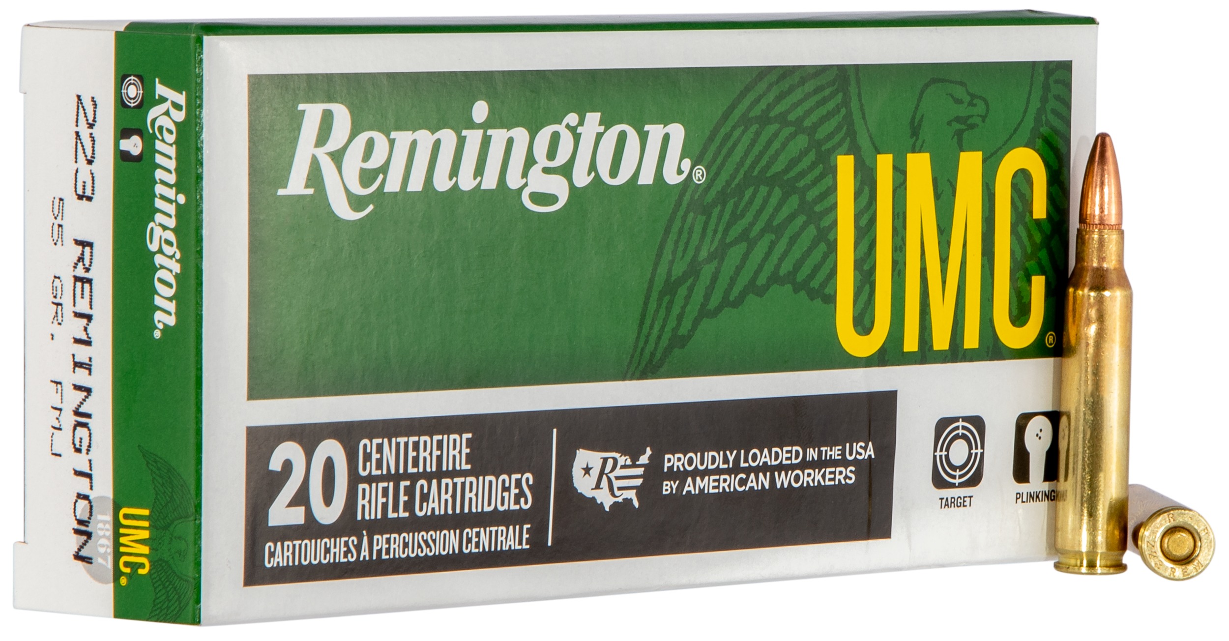 Remington Ammunition 23711 UMC  223Rem 55gr Full Metal Jacket 20 Per Box/10 Case