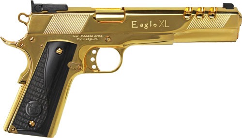 IVER JOHNSON EAGLE XL PORTED 45ACP 6" 24K GOLD BLACK WOOD<