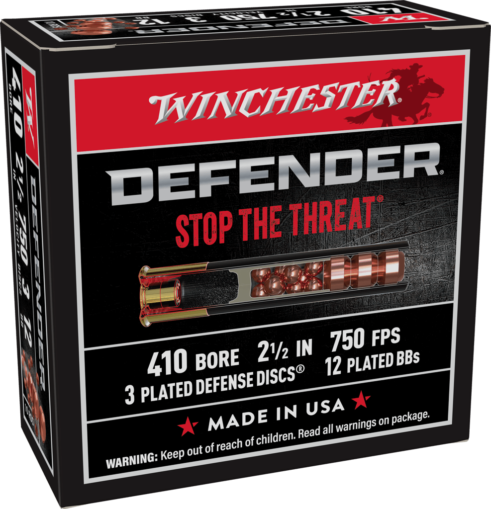 Winchester Ammo S410PDX1 PDX1 Defender  410Gauge 2.50" 3Defense Discs 12BBs Shot 10 Per Box/10 Case