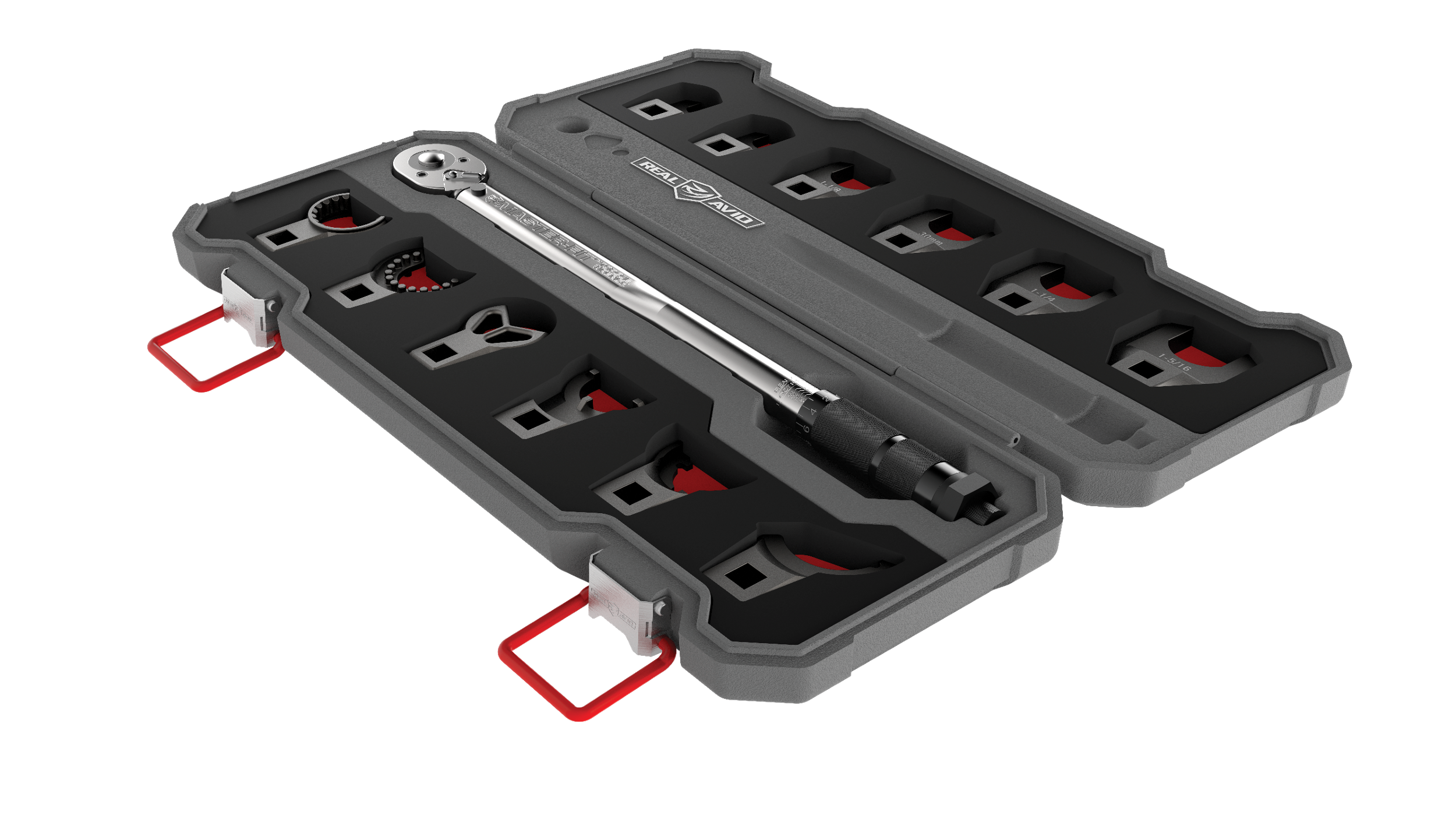 Real Avid AVMF13WS Master -Fit 13 Piece Crowfoot Wrench Set Gray/Red AR-Platform Heavy Duty Torque Wrench Handle 13 Pieces