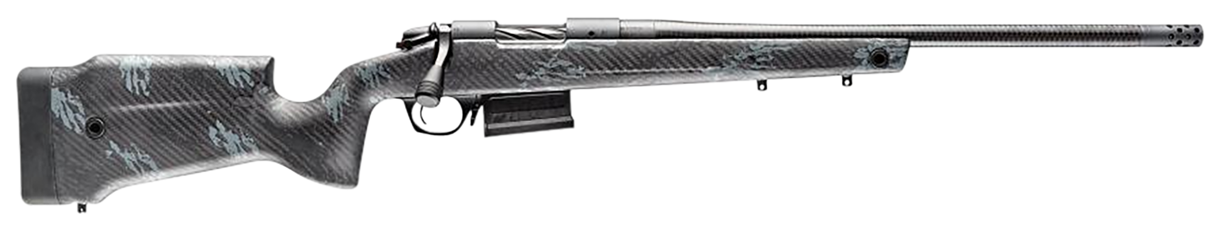 Bergara Rifles B14LM7513CF B-14 Crest 7mm PRC 5+1 22" Sniper Gray Cerakote #5 Contour Threaded Barrel, Sniper Gray Cerakote Steel Receiver, Black & Gray Sponge Fixed Carbon Fiber Stock