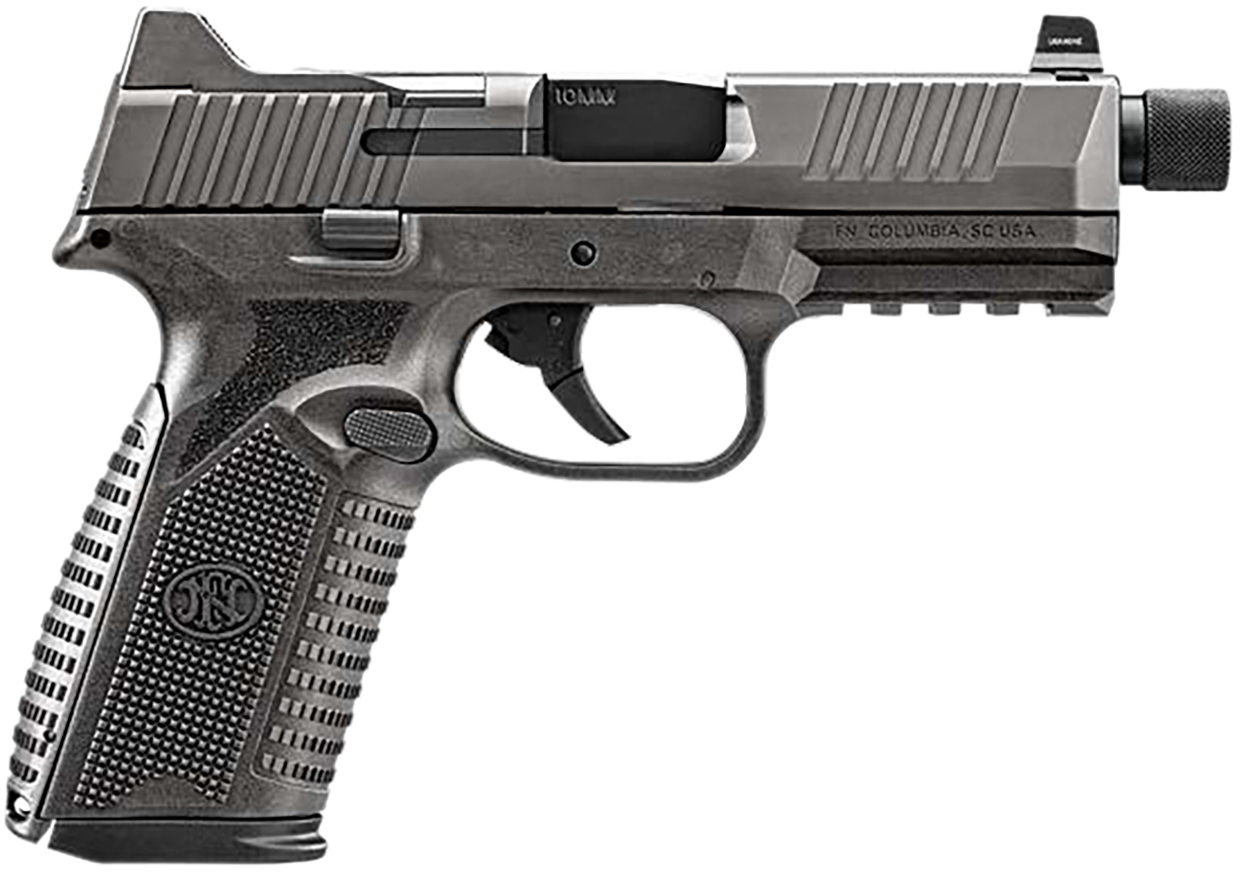 FN 66-101952 510 Tactical 10mm 22+1 4.71" Black Steel Threaded Barrel, Gray PVD Optic Cut/Serrated Stainless Steel Slide & Polymer Frame w/Picatinny Rail, Interchangeable Backstrap Grip