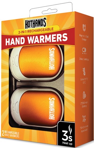 HOTHANDS 2-IN-1 RECHARGEABLE HAND WARMERS 2 WARMERS 10 HOUR