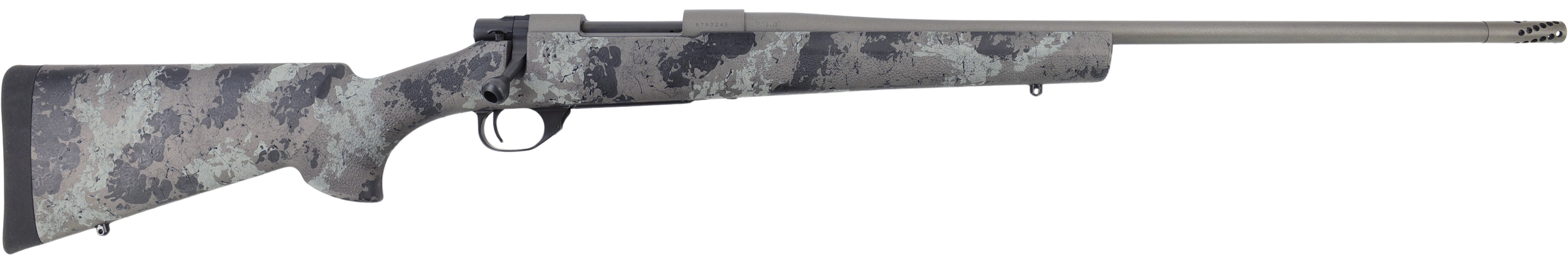 Howa HMFN762HBGL 1500 Fence Line 7.62x39mm 5+1 20" Tungsten Cerakote Heavy Threaded Barrel, Tungsten Cerakote Aluminum Drilled & Tapped Receiver, Gray Light Camo Fixed Synthetic Stock, Right Hand