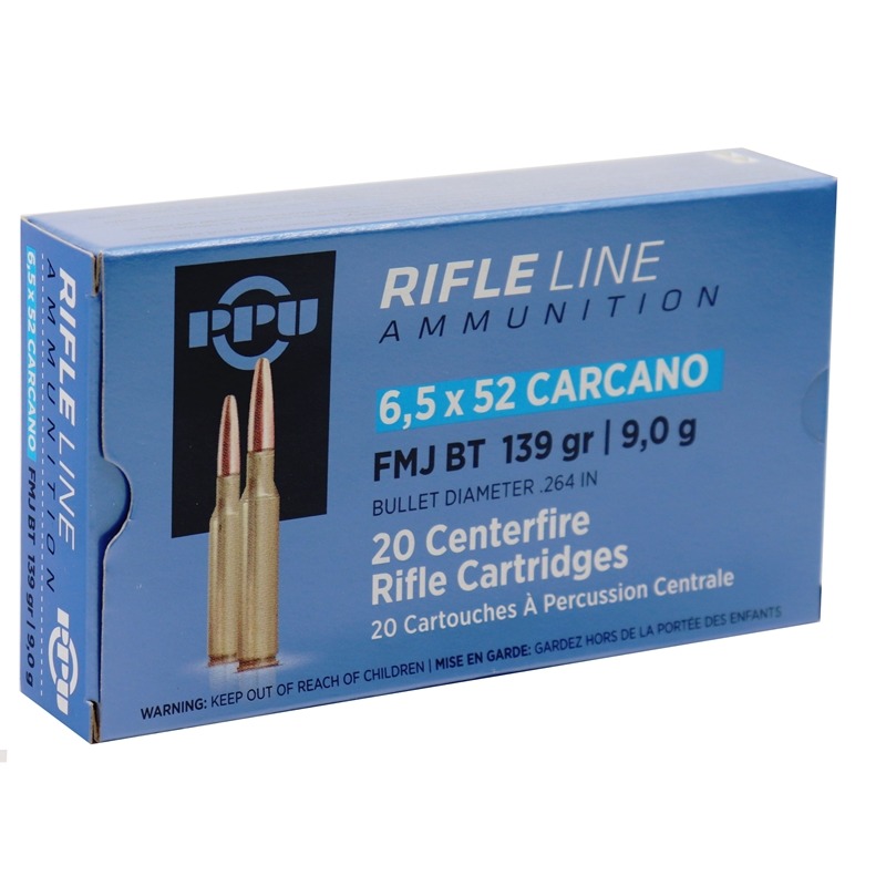 PPU 6.5X52 CARCANO FMJ 139G 20RD BOX 10 BOXES PER CASE