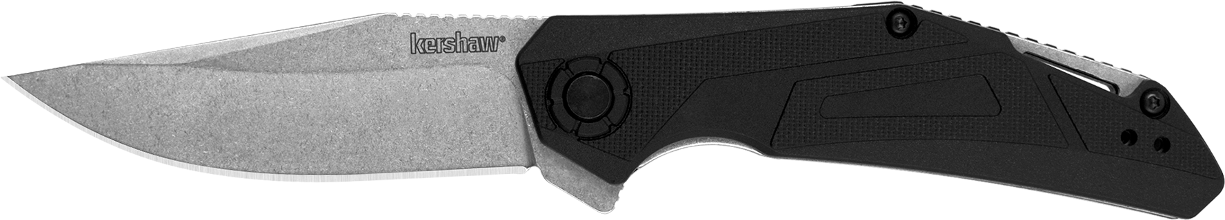 Kershaw 1370 Camshaft EDC 3" Folding Clip Point Plain Stonewashed 4Cr14 Blade, Black GFN Handle