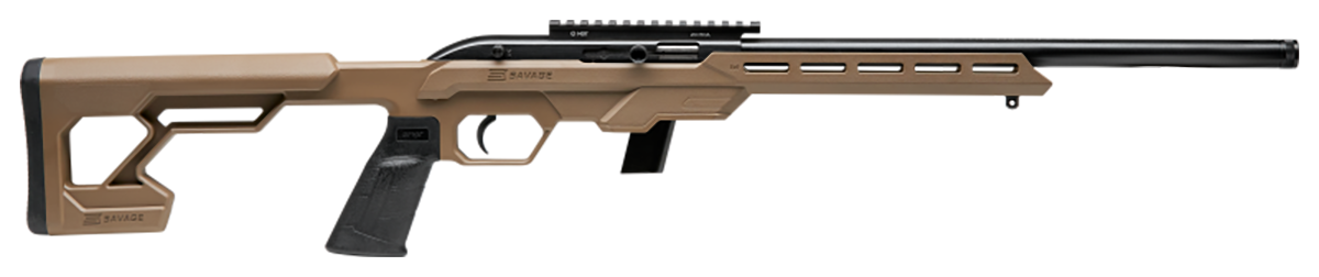 Savage Arms 45124 64 Precision Full Size 22 LR 10+1 16.50" Matte Black Heavy Threaded Barrel, Matte Black Picatinny Rail Carbon Steel Receiver, M-LOK Handguard, Flat Dark Earth Chassis Synthetic Stock