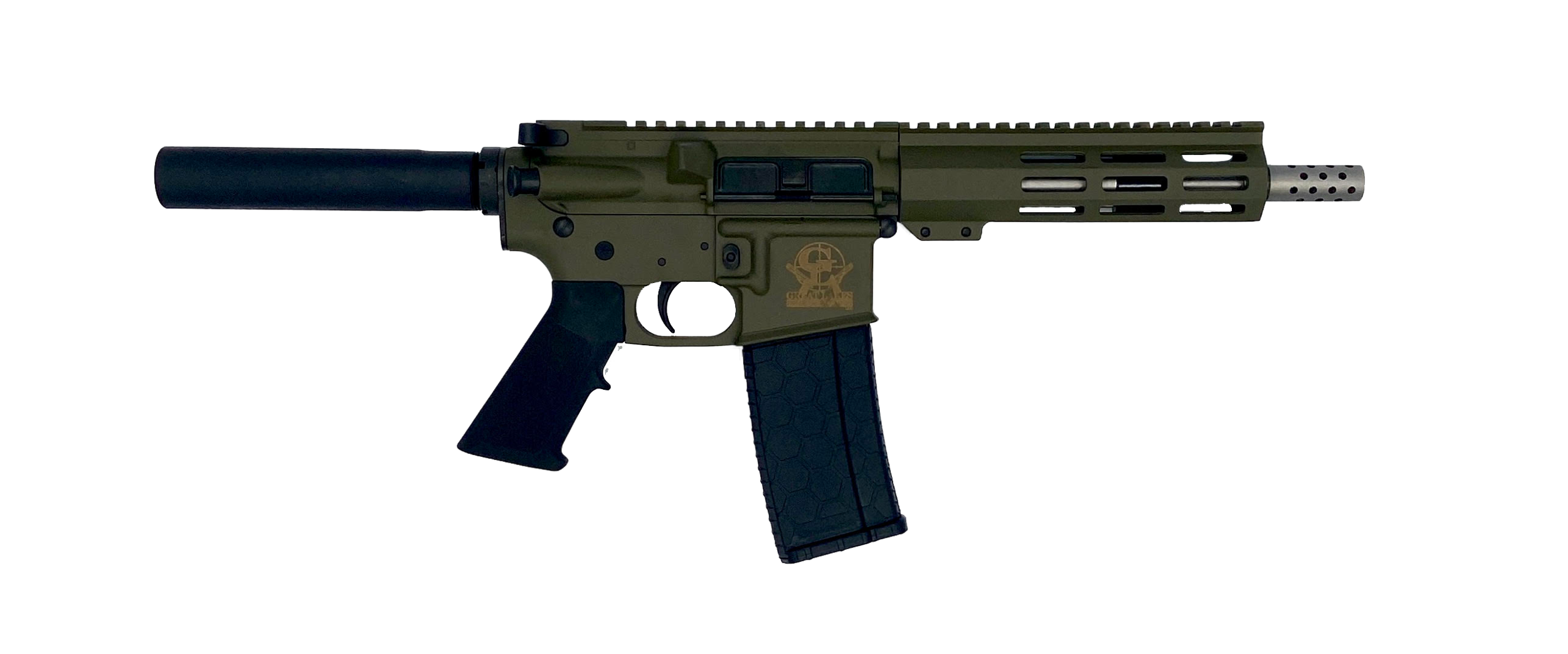 Great Lakes Firearms GL15223SSPODG AR-15 Pistol 223 Wylde 30+1 7.50" Stainless Barrel, OD Green Rec, 7" M-LOK Handguard, Buffer Tube (No Brace), Black A2 Grip