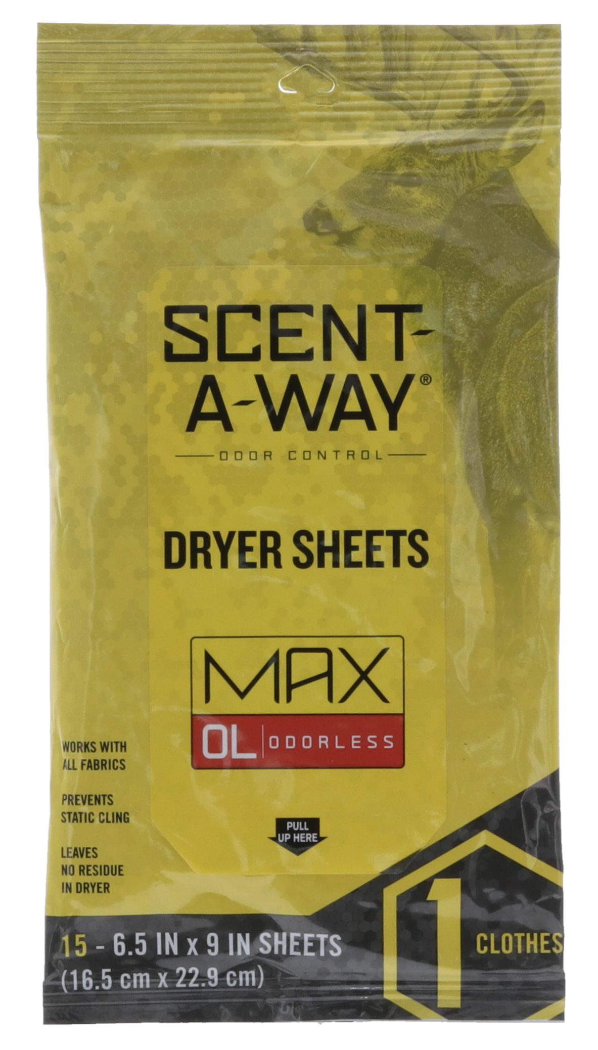 Scent-A-Way 07707 Max Dryer Sheets Odor Eliminator Odorless Scent Dryer Sheet 15 Per Pkg