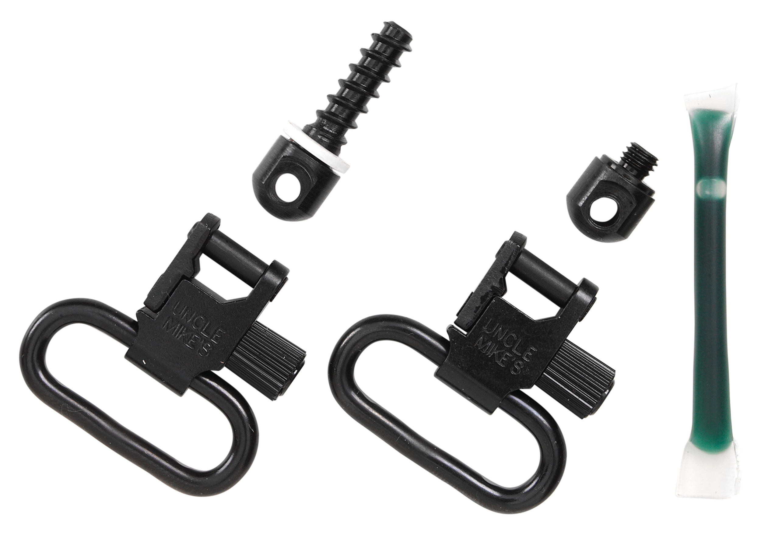Uncle Mike's 15312 Fore End Band Swivel Set Quick Detach 115 LRB Blued 1" Loop for Tube Magazine Leaver Action Rifles/ Carbines/ Mossberg 500 Shotguns