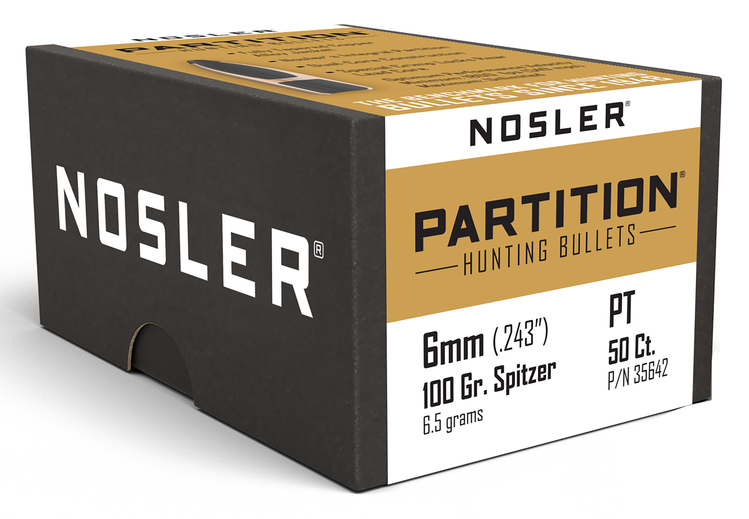Nosler 35642 Partition  6mm 100gr Spitzer 50/Box