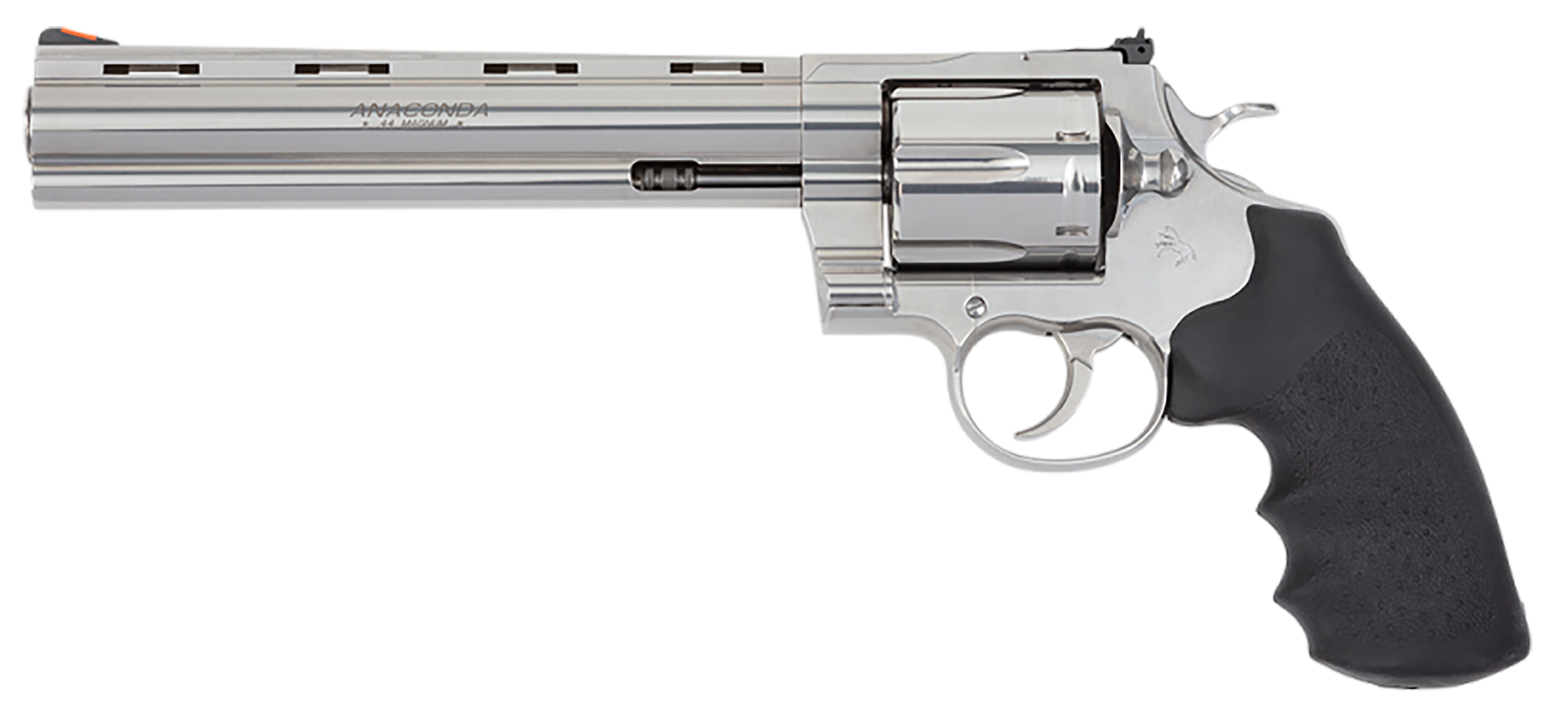 Colt Mfg ANACONDASP8RTS Anaconda 44 Mag 6 Shot 8" Stainless Recessed Target/Vent Rib Barrel, Cylinder & Frame, Black Hogue Rubber w/Finger Grooves Grip