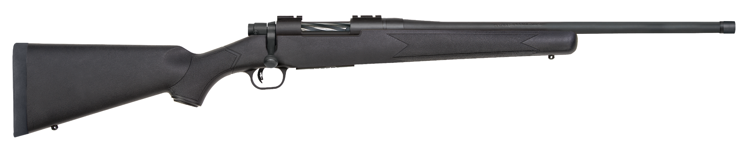 Mossberg 28013 Patriot  Full Size 450 Bushmaster 4+1 20" Matte Blued Fluted Threaded Barrel, Drilled & Tapped Matte Blued Stainless Steel Receiver, Black Fixed Synthetic Stock, Right Hand