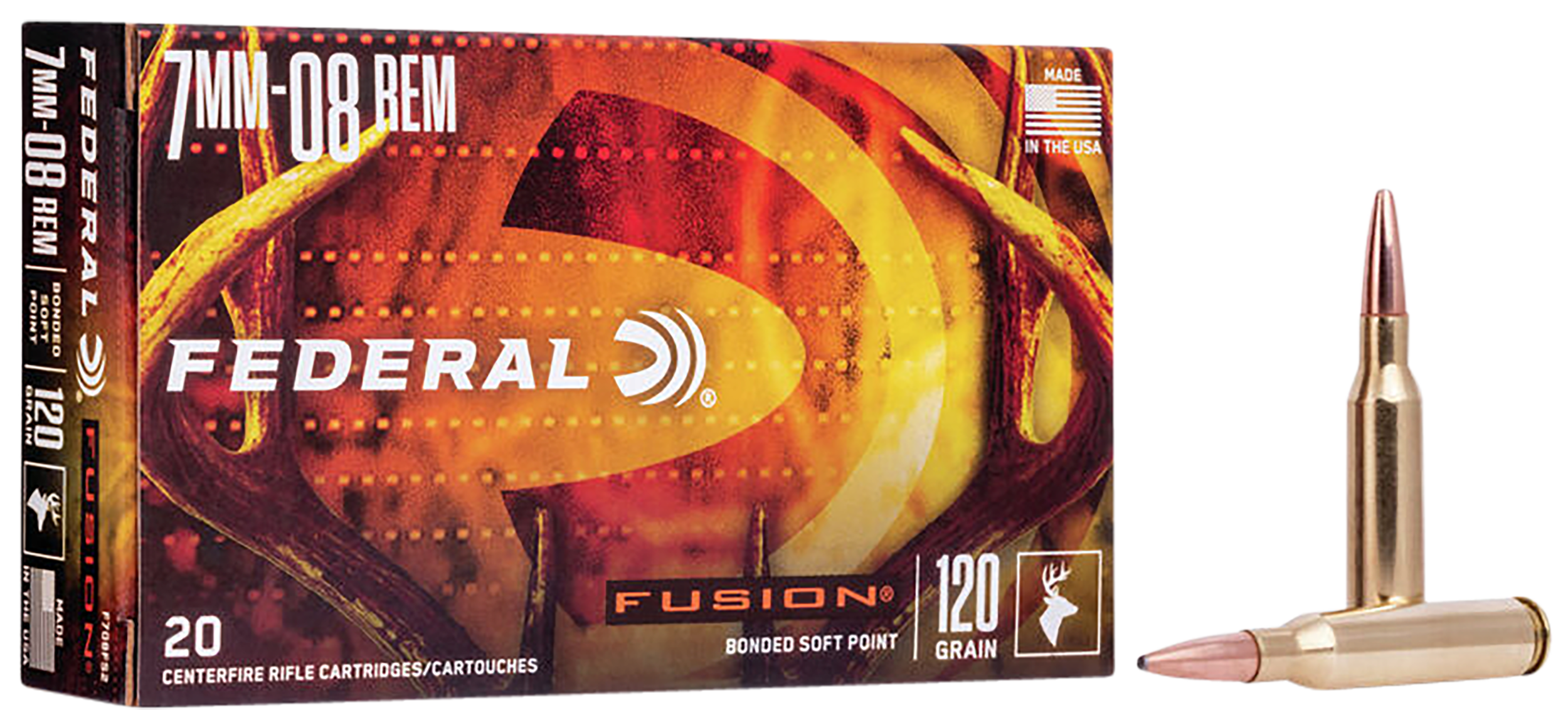 Federal F708FS2 Fusion 7mm-08Rem 120gr Bonded Soft Point 20 Per Box/10 Case