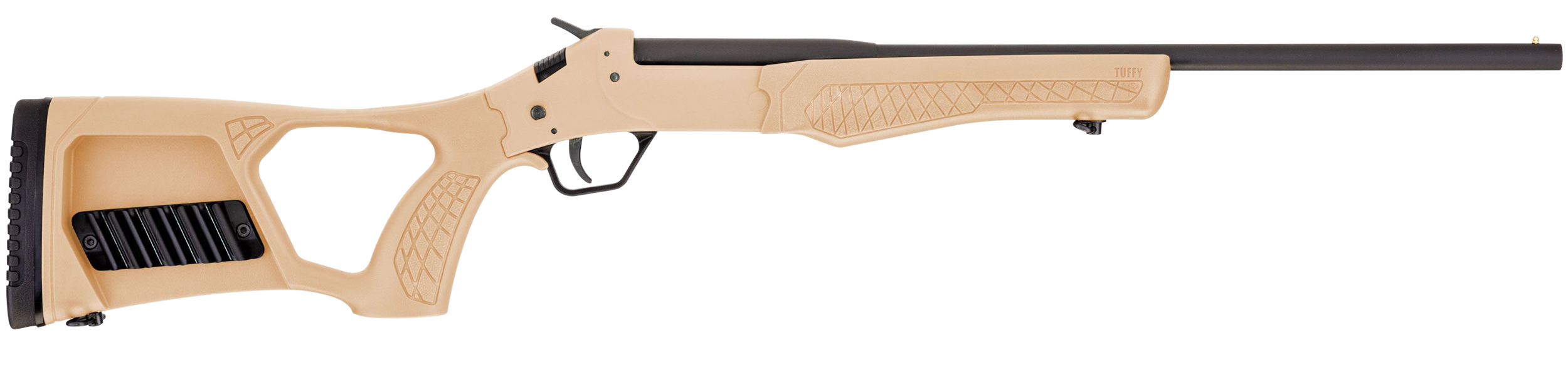 Rossi SSP1TAN Tuffy Single Shot Youth 410 Gauge Break Open 3" 1rd 18.50" Matte Black Barrel, Matte Black Steel Receiver, Tan Synthetic Thumbhole Stock w/Shell Holder, Right Hand
