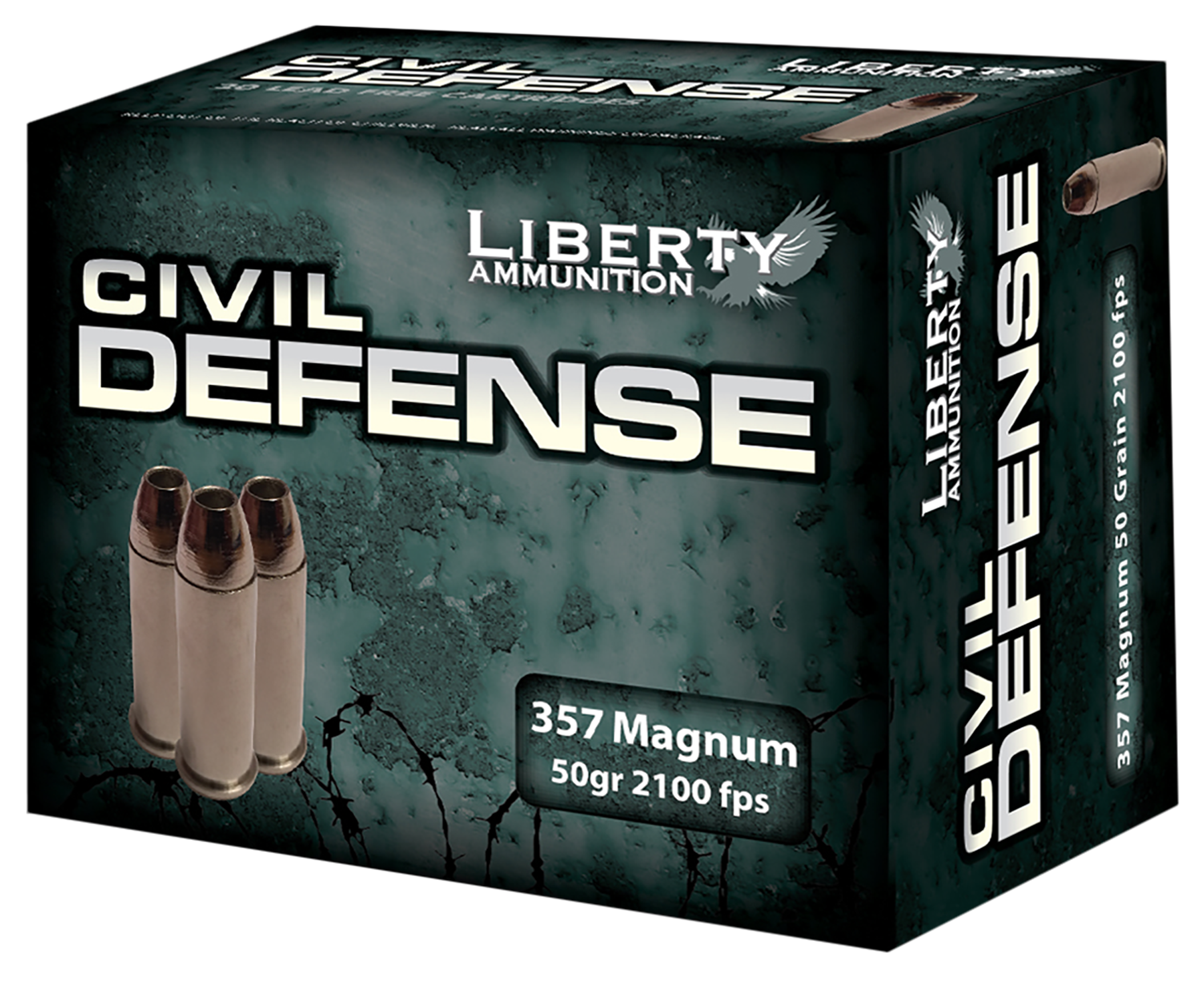 Liberty Ammunition LACD357030 Civil Defense 357Mag 50gr Lead Free Fragmenting Hollow Point 20 Per Box/50 Case